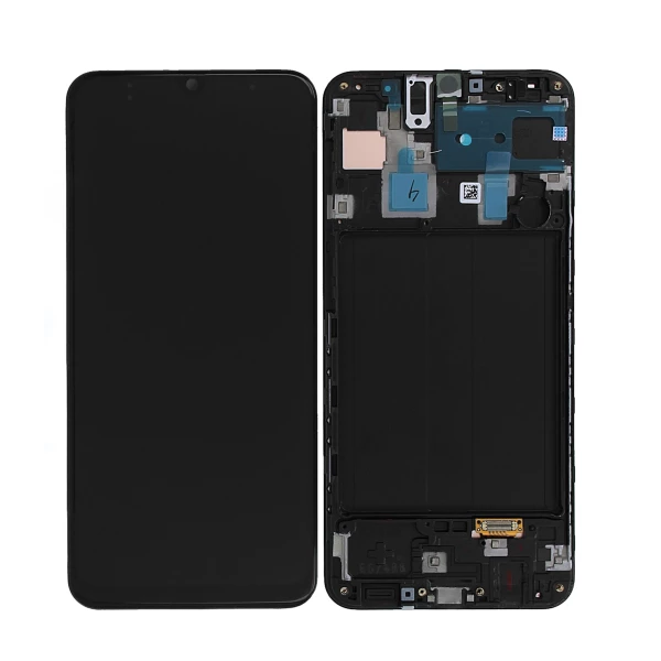 Ekranas Samsung A30 su rėmeliu, juodas Oled